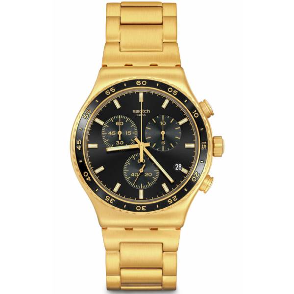 SWATCH In The Black Gold Stainless Chronograph YVG418G