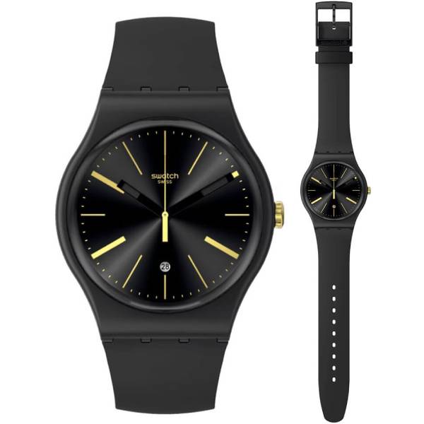 Unisex ρολόι Swatch SO29B403 με μαύρο λουράκι SO29B403