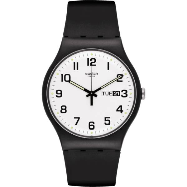 Swatch Twice Again Ρολόι με Μαύρο Καουτσούκ Λουράκι SO29B703