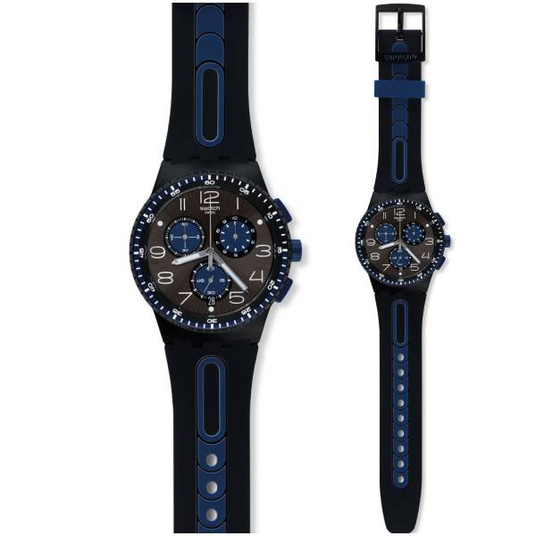 SWATCH Power Tracking Chrono Kaicco Blue Rubber Strap SUSB406