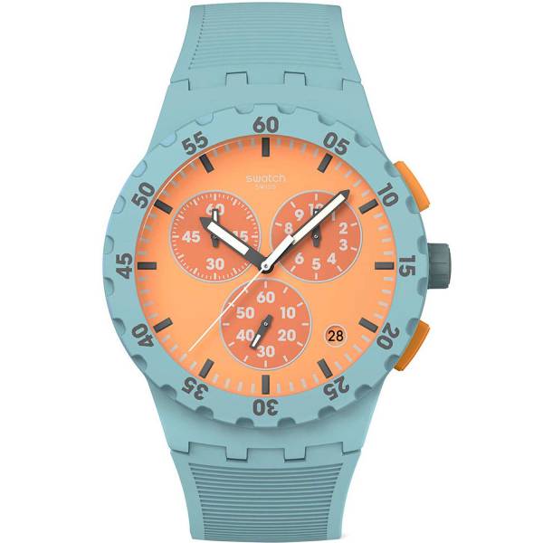 Swatch Ρολόι Χρονογράφος με Μπλε Καουτσούκ Λουράκι SUSL401