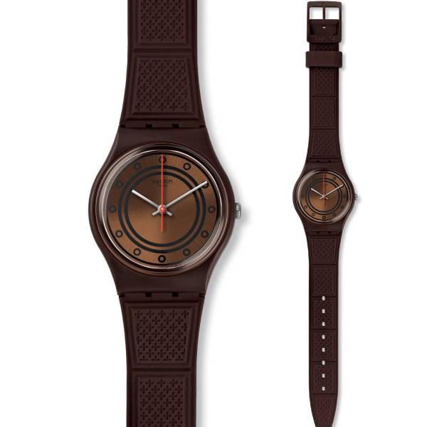 SWATCH Schoggi Ladies με καφές λουράκι GC114