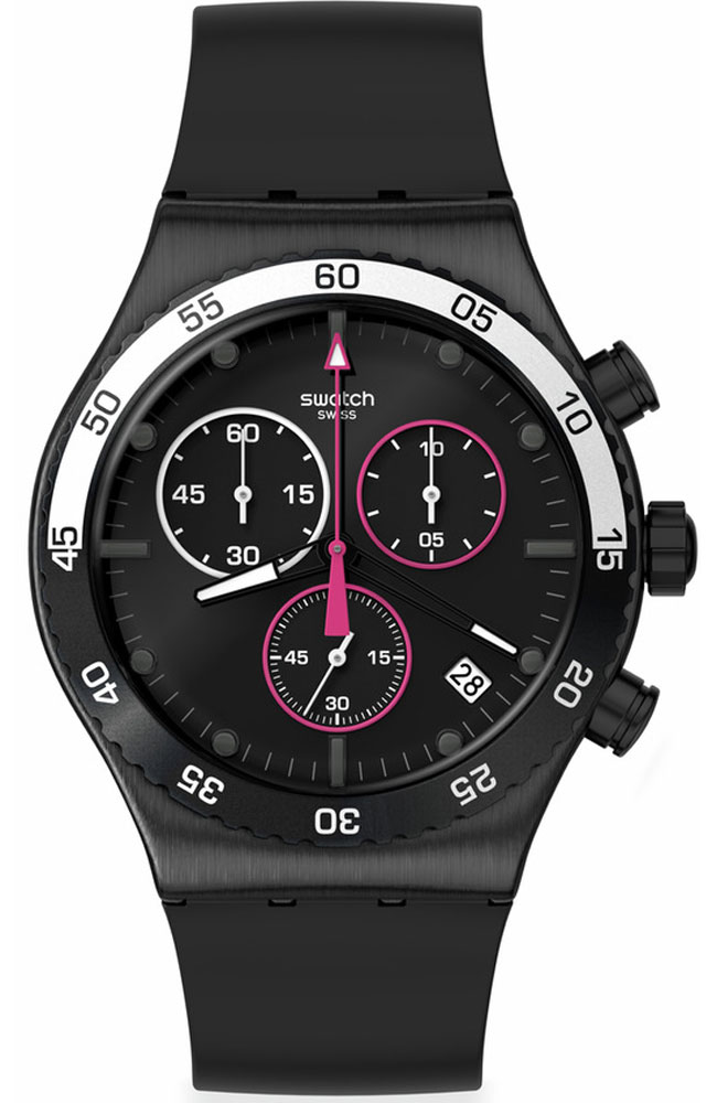 SWATCH Magenta At Night με καουτσούκ λουράκι YVB413
