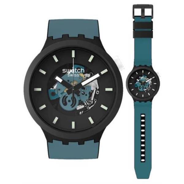 Unisex ρολόι Swatch SB03B107 με πετρόλ λουράκι