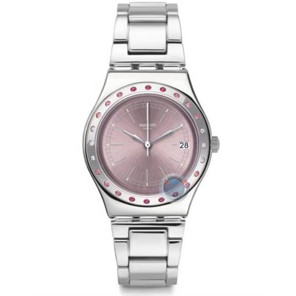 Γυναικείο ρολόι Swatch Pinkaround YLS455G με ασημί μπρασελέ