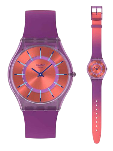 Γυναικείο ρολόι Swatch με μωβ λουράκι SS08V108 